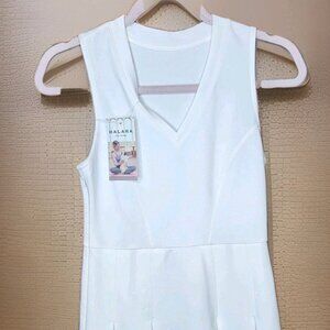 Halara White Sleeveless Pleated Athleisure Tennis Mini Dress, Womens Size XS